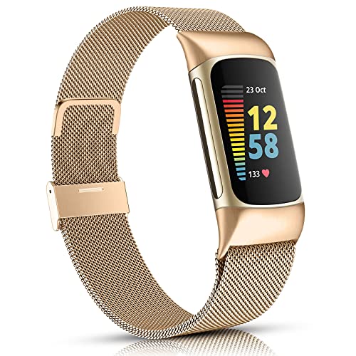 Stainless Steel Mesh Magnetic Strap Compatible with Fitbit Charge 5