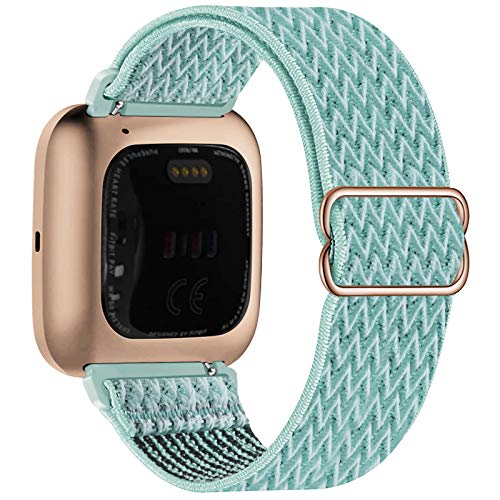Adjustable stretch nylon fabric sports strap compatible with Fitbit Versa/Versa 2/Versa Lite/Versa SE