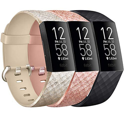 Pack 3 Silicone Bands for Fitbit Charge 4 / Fitbit Charge 3 / Charge 3 SE Replacement Wristbands.