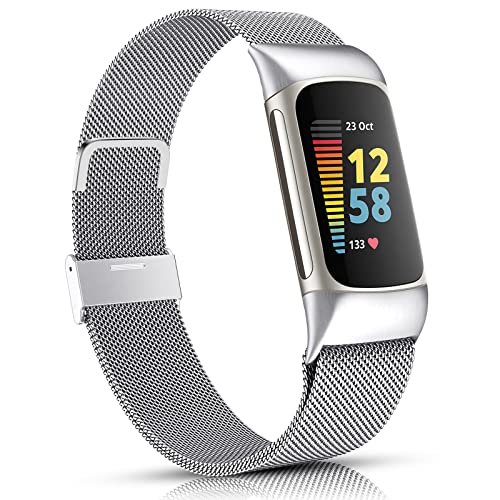 Stainless Steel Mesh Magnetic Strap Compatible with Fitbit Charge 5