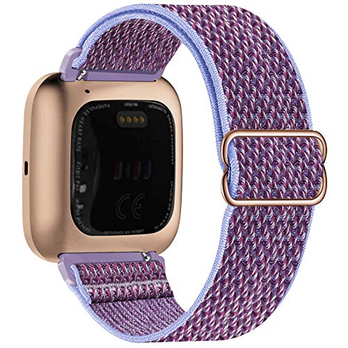 Adjustable stretch nylon fabric sports strap compatible with Fitbit Versa/Versa 2/Versa Lite/Versa SE