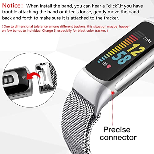 Stainless Steel Mesh Magnetic Strap Compatible with Fitbit Charge 5