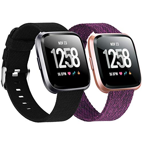 2-Pack Compatible Fitbit Versa / Fitbit Versa 2 / Fitbit Versa Lite Breathable Woven Strap