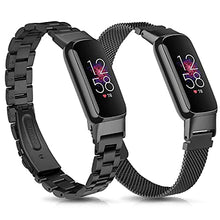 Load image into Gallery viewer, Compatible with Fitbit Luxe Bands Sets, 2 Pack Stainless Steel Metal Band + Mesh Woven Strap Replacement Bracelet Wristband for Fitbit Luxe Fitness and Wellness Tracker
