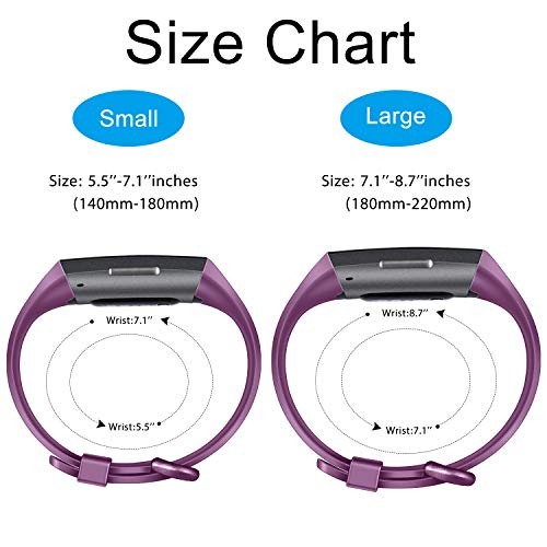 Pack 3 Silicone Bands for Fitbit Charge 4 / Fitbit Charge 3 / Charge 3 SE Replacement Wristbands.