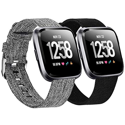 2-Pack Compatible Fitbit Versa / Fitbit Versa 2 / Fitbit Versa Lite Breathable Woven Strap
