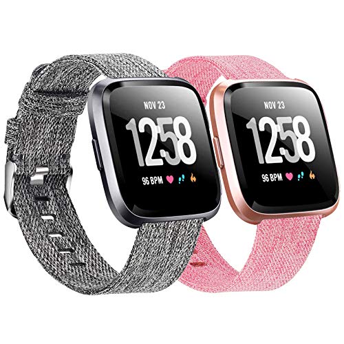 2-Pack Compatible Fitbit Versa / Fitbit Versa 2 / Fitbit Versa Lite Breathable Woven Strap