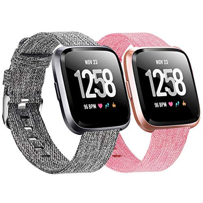 2-Pack Compatible Fitbit Versa / Fitbit Versa 2 / Fitbit Versa Lite Breathable Woven Strap