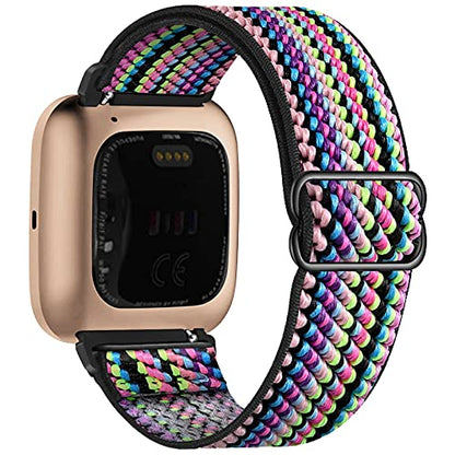 Adjustable stretch nylon fabric sports strap compatible with Fitbit Versa/Versa 2/Versa Lite/Versa SE