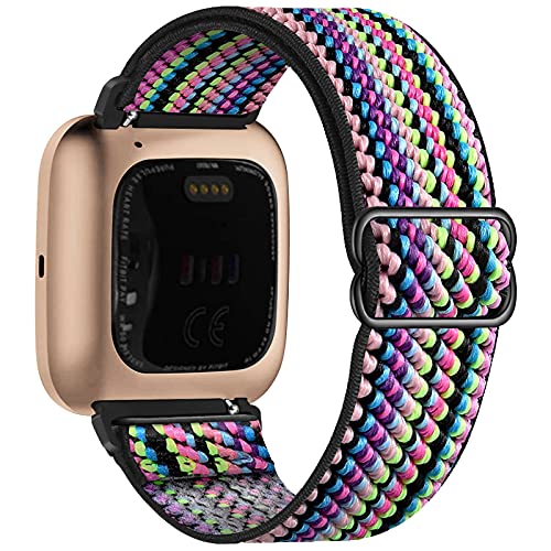 Adjustable stretch nylon fabric sports strap compatible with Fitbit Versa/Versa 2/Versa Lite/Versa SE