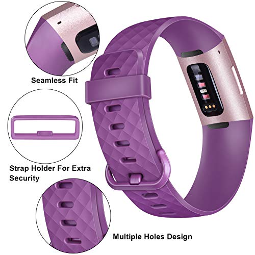 Pack 3 Silicone Bands for Fitbit Charge 4 / Fitbit Charge 3 / Charge 3 SE Replacement Wristbands.
