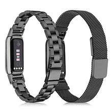 Load image into Gallery viewer, Compatible with Fitbit Luxe Bands Sets, 2 Pack Stainless Steel Metal Band + Mesh Woven Strap Replacement Bracelet Wristband for Fitbit Luxe Fitness and Wellness Tracker
