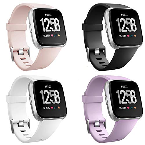 4 x Packs Soft TPU Replacement wristband for Fitbit Versa/Versa 2/Fitbit Versa Lite Smartwatch