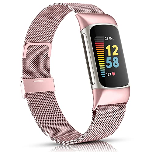 Stainless Steel Mesh Magnetic Strap Compatible with Fitbit Charge 5