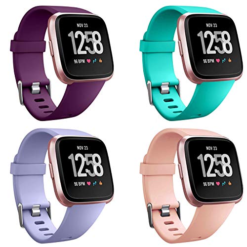 4 x Packs Soft TPU Replacement wristband for Fitbit Versa/Versa 2/Fitbit Versa Lite Smartwatch