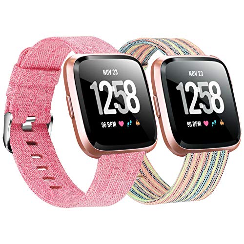 2-Pack Compatible Fitbit Versa / Fitbit Versa 2 / Fitbit Versa Lite Breathable Woven Strap