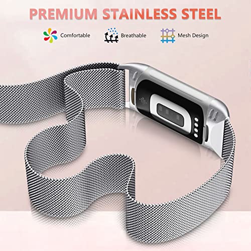 Stainless Steel Mesh Magnetic Strap Compatible with Fitbit Charge 5