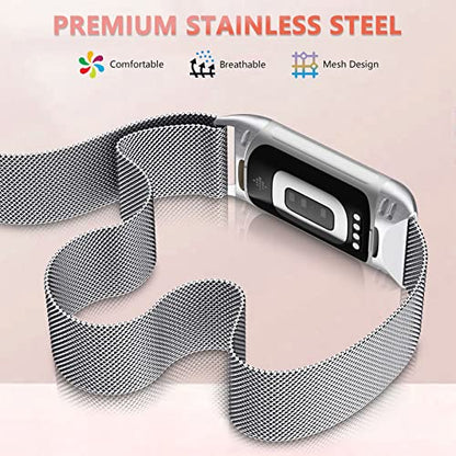 Stainless Steel Mesh Magnetic Strap Compatible with Fitbit Charge 5