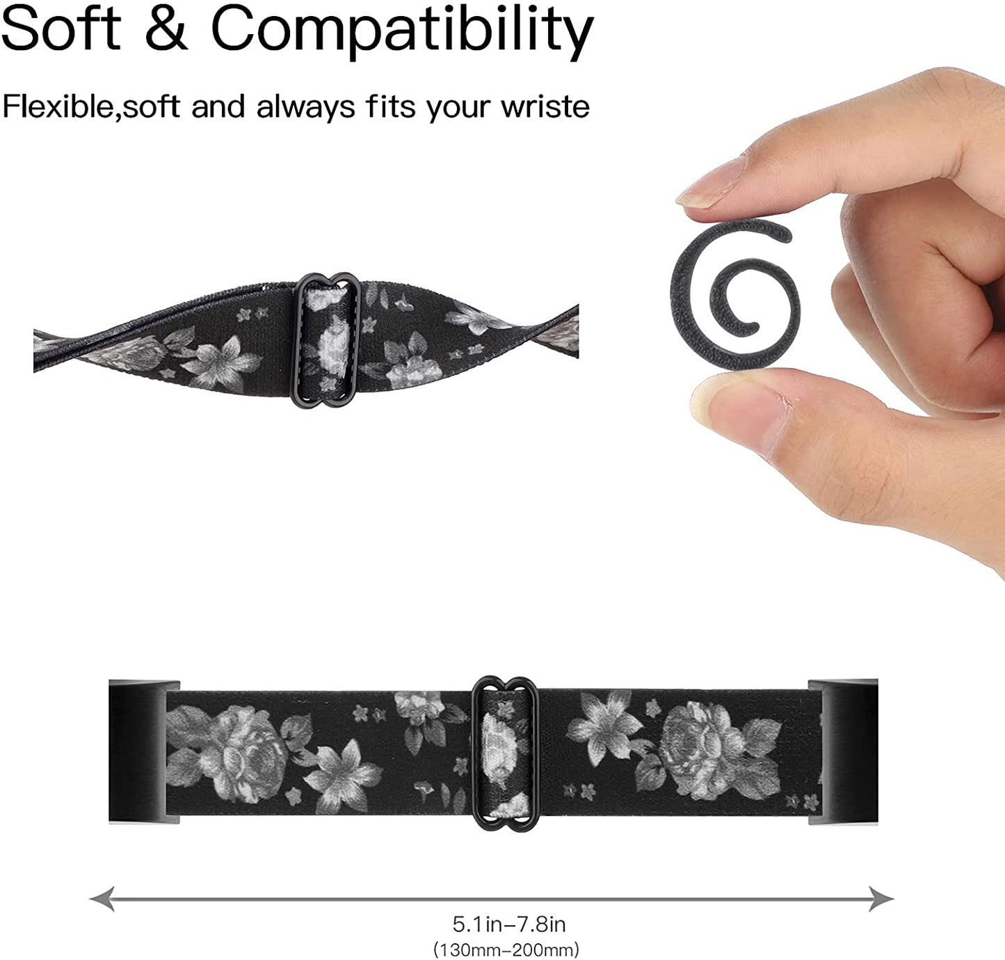 Elastic Nylon Adjustable Elastic Strap Compatible with Fitbit Charge 2 Strap