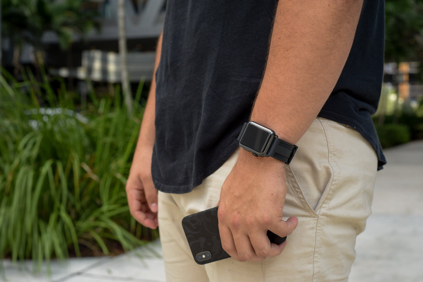 Black Rubber Apple Watch Strap - Apple Watch Strap - Le Luxe Straps