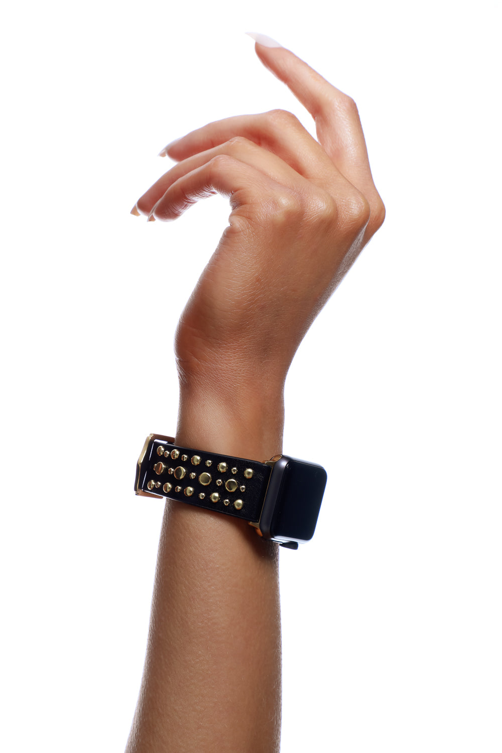 Black Cosmos Leather Watchband