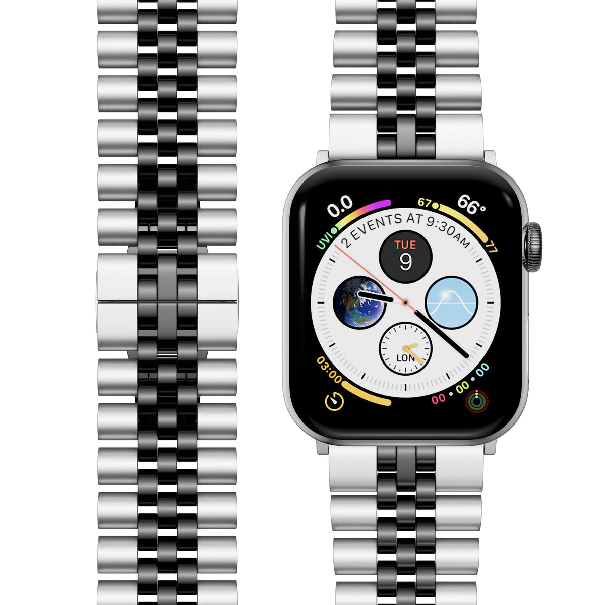 Silver Black Apple watch strap 