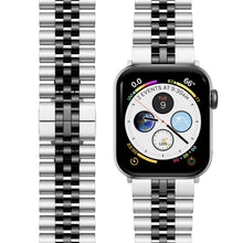 Load image into Gallery viewer, Silver Black Apple watch strap 
