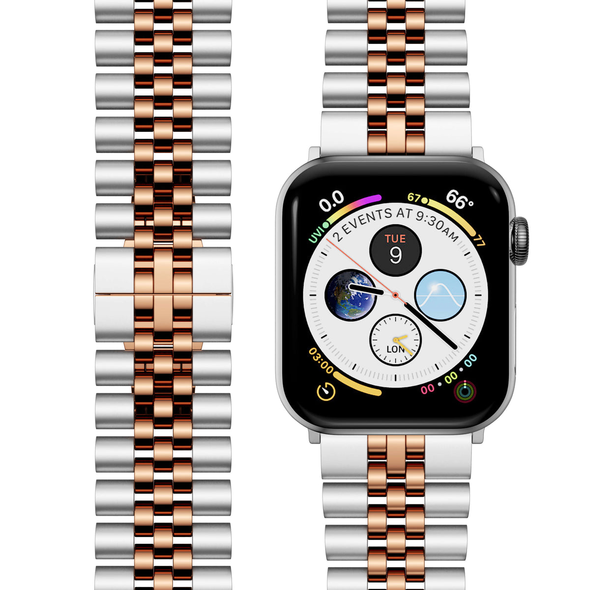 Silver Rose Gold Apple watch strap 